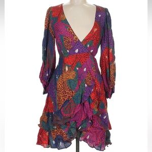 FARM Rio Rainbow Jaguar Wrap Dress